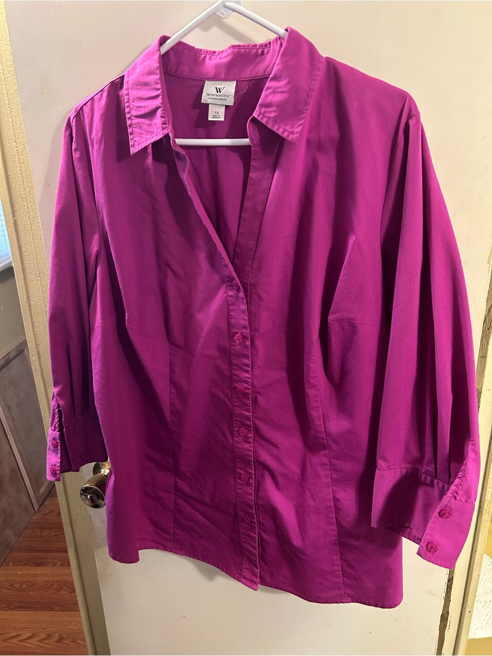 Worthington Vibrant Fuchsia Button-Down Shirt
